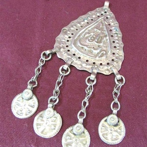 Ottoman Turkish Antique Silver Necklace Tip Armudiye, Ethnic Woman Head Ornament Tip Decoration Pendants, Handmade  Jewelry RaRe