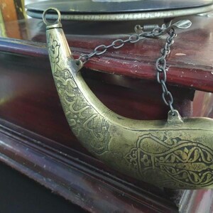 Brass gun powder flask box case Ottoman Antique style , Vintage gunpowder case having Balkans' design, Very RaRe - Collectable Home decor