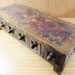Antique  Wood Box, 6 Drawer Wooden Box With Mirror İnteresting , Decorative Jewelry Box, Antique Box  Beautiful Art Home Office decor