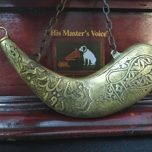 Brass gun powder flask box case Ottoman Antique style , Vintage gunpowder case having Balkans' design, Very RaRe - Collectable Home decor