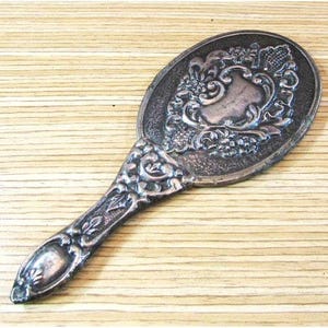 Vintage Ornate Hand Mirror – Victorian Style Vanity Mirror, Antique Brass Mirror with Handle, Shabby Chic Decor, Vanity Accessory