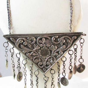 Ottoman Turkish Antique Silver Amulet Necklace / Sultan Jewelry Woman Gift  Pendants Hamayıl Jewelry / 64 Gr RaRe