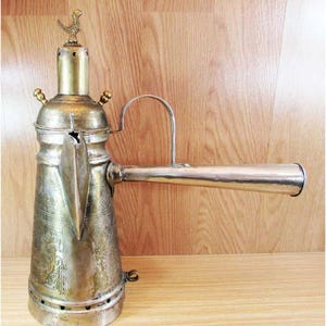Antique Ottoman Turkish Big Coffee Pot | Hinged Lid | Handcrafted  Brass Ibrik | Ethnic Middle Eastern Coffee Maker Decor