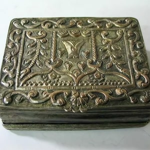 Antique Ottoman Silver Powder Box – Handcrafted Filigree Trinket Box – 19th Century Turkish Vanity Decor,  Double Lid And Mirror 105 Gr