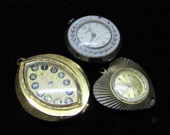 Vintage Swiss Mechanical Wind-Up Pendant Watch • Gold Tone Necklace Watch • 1960s Swiss Made Timepiece • Retro Jewelry Gift for Her