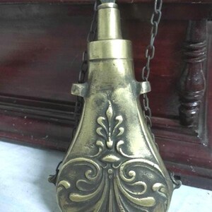 Ottoman Antique Brass Gunpowder Flask – Handmade Vintage Replica – Decorative Military Collectible – Oriental Home Decor Gift