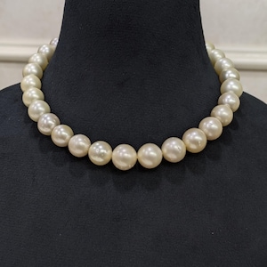 South Sea Pearl Necklace, 10mm White Pearl Necklace, Real Pearl Jewelry, Handmade Bridal Necklace, June Birthstone, Mother&#39;s Gift for Her