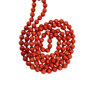 Genuine Red Coral 108 Beads Mala Necklace with Tassel Yoga Meditation Mala for Men & Women