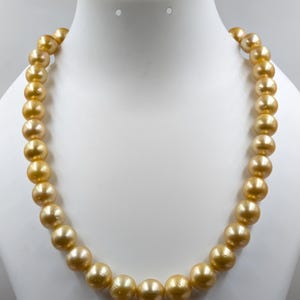 South Sea Pearl Necklace , Vintage Golden Salt Water Pearl Necklace for Women , Jewelry Making Pearls, Pearl Jewelry