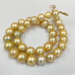 South Sea Pearl Necklace , Vintage Golden Salt Water Pearl Necklace for Women , Jewelry Making Pearls, Pearl Jewelry