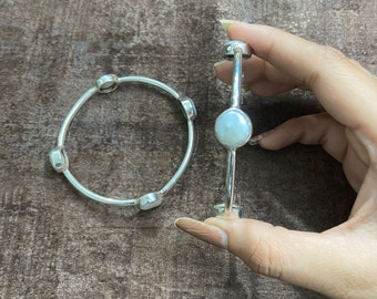 Sterling Silber Armreif - Münzperle, Damenschmuck