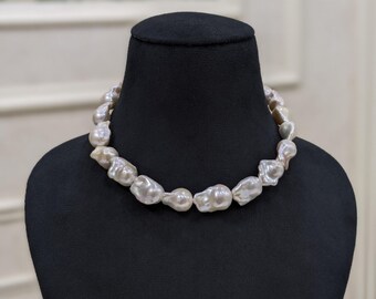 Baroque Pearl Statement Necklace: Unique Freshwater Pearl Jewelry
