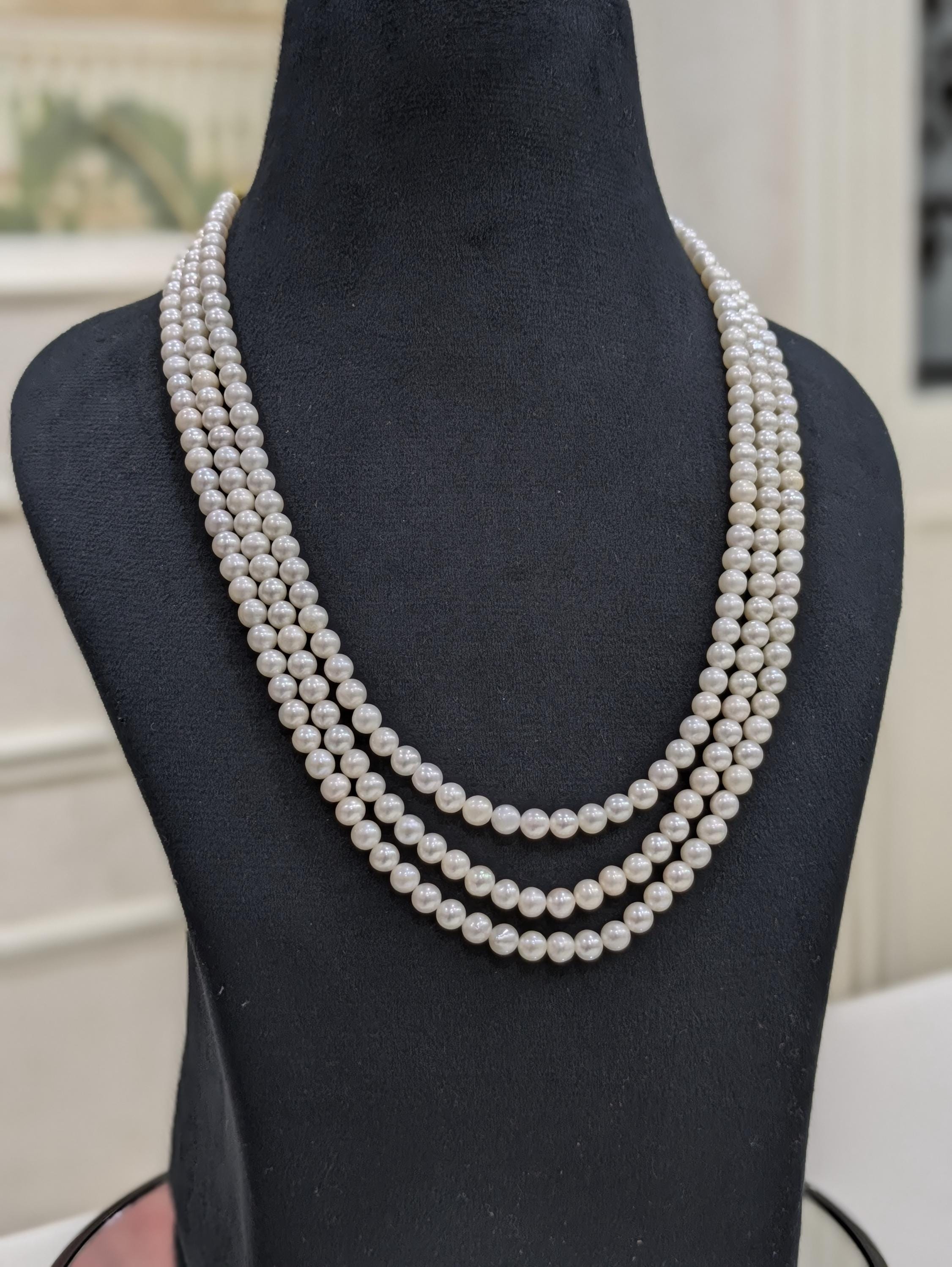 Handmade 3-Layer Freshwater Pearl Necklace: Bridal Jewelry
