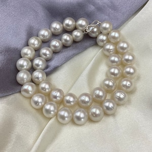 White South Sea Pearl Necklace, White Saltwater Pearl Beads Necklace for Women