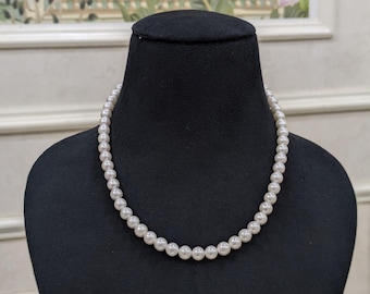 Collier Perles Akoya Japonaises - 5,5x6mm, Nouées à La Main, 49cm, Argent Massif