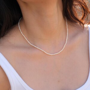 Tiny Pearl Layering Necklace - Dainty Pearl Beaded Necklace - Freshwater Pearl Beaded Necklace - Bridal Pearl Choker - Bridesmaid Gifts