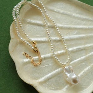 Large Baroque Pearl Pendant by Tikam Gems, Baroque Pearl Jewelry, Tiny Freshwater Pearl Necklace, Natural Single Pearl Necklace Mom Gift