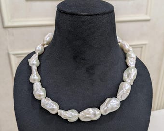 Chunky Baroque Pearl Statement Necklace: Freshwater Bridal Jewelry