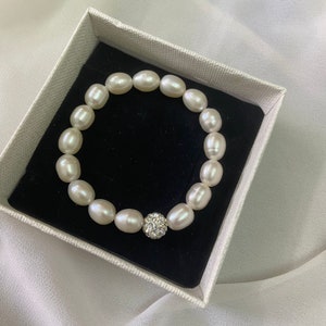 Natural Rice Pearl Bracelet, Stretch Pearl Bracelet, June Birthstone Bracelet, Pearl Bracelet for Women, Gift for Mom