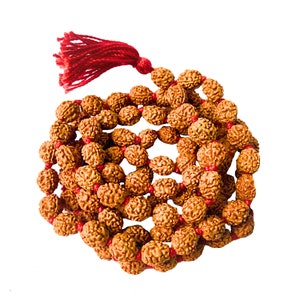 Natural 3 Mukhi Rudraksha Mala, Certified 3 Face Rudraksha Beads Necklace , 108 Beads Rudraksha Jap Mala