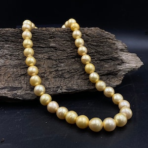 South Sea Pearl Necklace , Vintage Golden Salt Water Pearl Necklace for Women , Jewelry Making Pearls, Pearl Jewelry