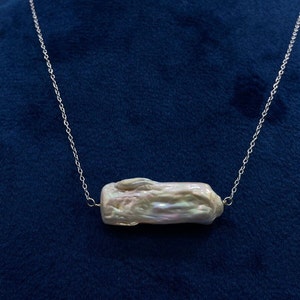 Biwa Pearl Gemstone Necklace, Fresh Water Pearl, Unique Jewelry,Natural Pearl Pendant Necklace , Locket for Man ,Pendant for Women in silver