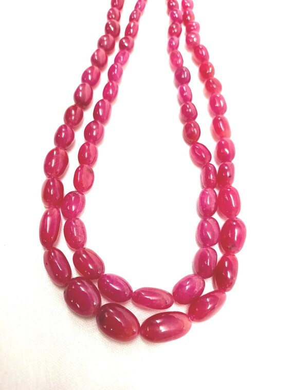 Natural Ruby Necklace Plain Ruby Beads Jewelry Beads Mala Beads