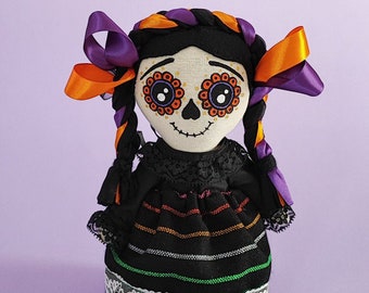 Catrina muñeca, catrina mexicaine, muñeca en toile,