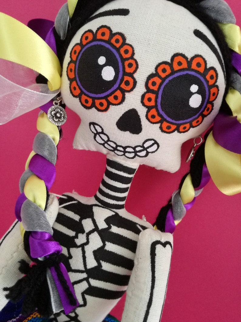 Poupée Catrina, poupée mexicaine en tissu, art folklorique mexicain par Arteté®dolls livraison gratuite en Italie image 2