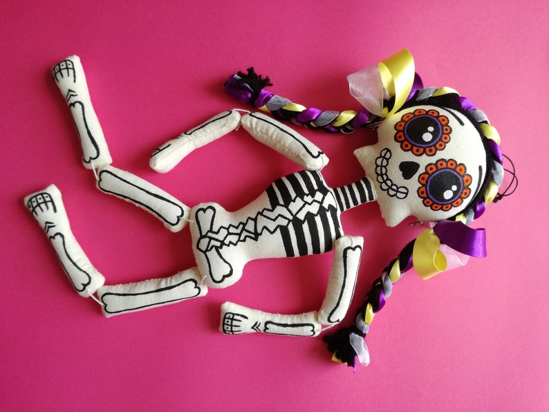 Poupée Catrina, poupée mexicaine en tissu, art folklorique mexicain par Arteté®dolls livraison gratuite en Italie image 4