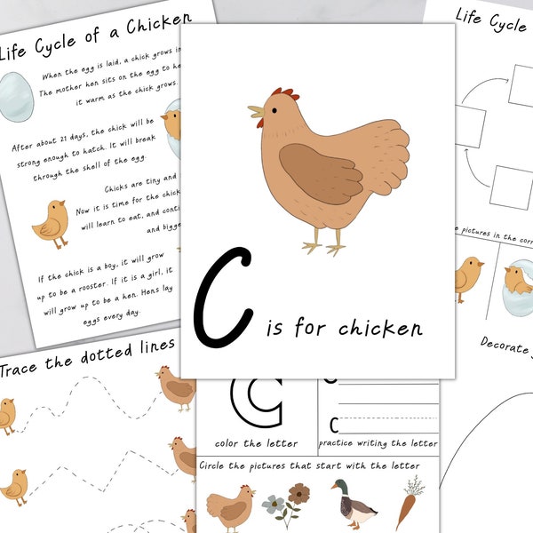 Homeschool Printables | homeschool curriculum | preschool worksheets | C is for Chicken