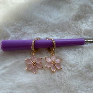 Gold earrings, handmade sakura blossom earrings 52 Pink-groß Brisuren