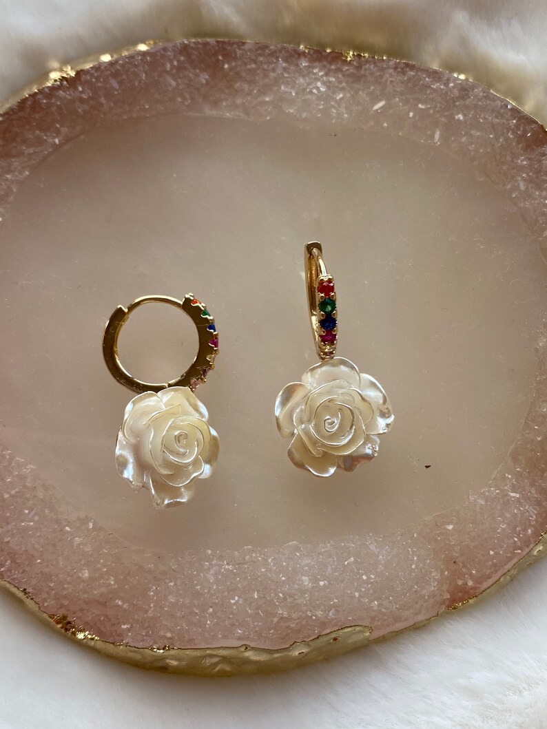 Boucles d'Oreilles Roses/ Pendentif Créole Rose 57 image 6