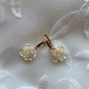 Boucles d'Oreilles Roses/ Pendentif Créole Rose 57 image 2