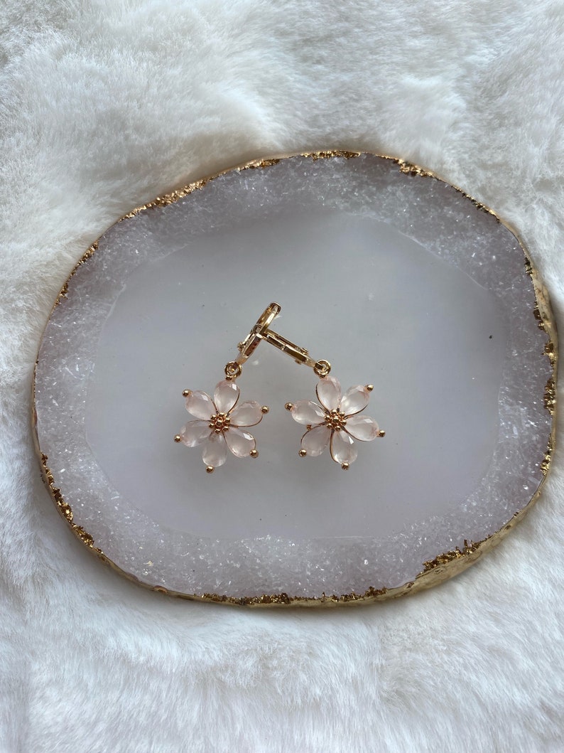 Gold earrings, handmade sakura blossom earrings 52 Bild 10