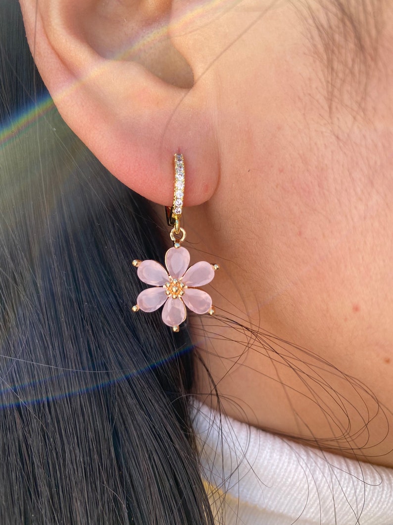Gold earrings, handmade sakura blossom earrings 52 Bild 7