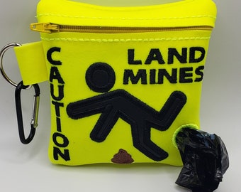 Dog poop bag dispenser - Caution Land mines (poop)