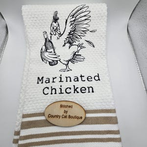Chicken Embroidered Hand Towel Kitchen Bar Marinated Chicken