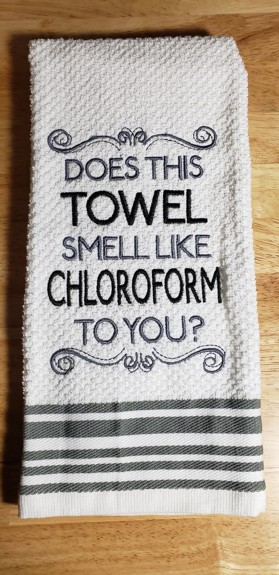 Does This Towel Smell Like Chloroform to You Embroidered Hand Towel Etsy