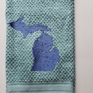 Michigan mitten embroidered hand towel