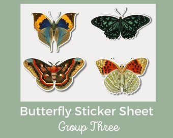 Butterfly Vinyl Stickers Sheet Group Three, laptop stickers, notebook stickers, phone case stickers, waterproof, water bottle stickers