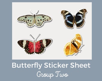 Butterfly Vinyl Stickers Sheet Group Two, laptop stickers, notebook stickers, phone case stickers, waterproof, water bottle stickers