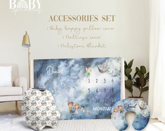 PETER PAN Accesories Set, Neverland Baby Milestone blanket, Neverland Blanket, Peter Pan Blanket, Personalized Baby Accesories
