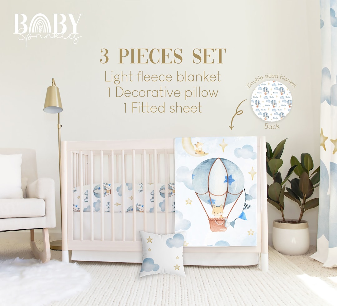HOT AIR BALLOON Baby Crib Bedding Set, Air Balloon Baby Crib Bedding