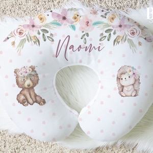 WOODLAND Nursing Pillow Cover, Animals Gift for Baby, Woodland Bear Baby Gift, Personalized Nursing Pillow Cover, Baby Girl Accesories