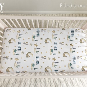 DRAGON BABY CRIB Fitted Sheet, Fantasy Crib Sheet, Baby Boy Nursery, Dragon Boy Nursery, Personalized Baby sheet