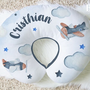 Personalized Airplane Nursing Pillow Cover: Baby Boy Gift