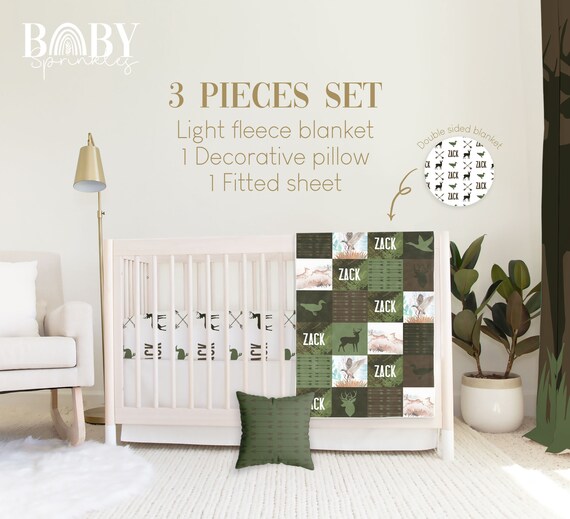 Deer Patchwork Baby Crib Bedding Set: Hunting Nursery Decor