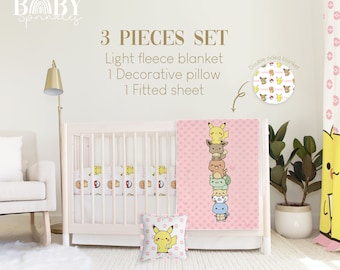 Poke Animals Baby Crib Bedding Set: Cartoon Nursery Decor