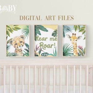 JUNGLE BOY Wall Art, Set of 3 Digital Files, Jungle Nursery Wall Decor, Jungle Nursery Decor, Boy Wall Art